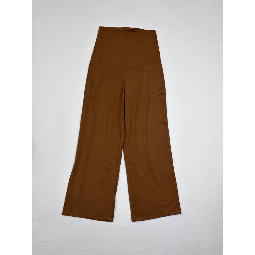 G4Free Womens Full Panel Over Belly Maternity Wide Leg Yoga Pants Brown Med 8/10